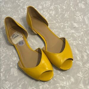 Nine West Yellow Open-Toe Flats